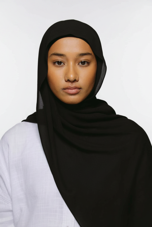 Black — Instant Chiffon Hijab with Built-in Magnets