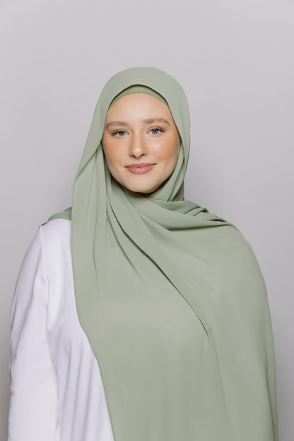 Sage — Instant Crinkle Chiffon Hijab with Built-in Magnets